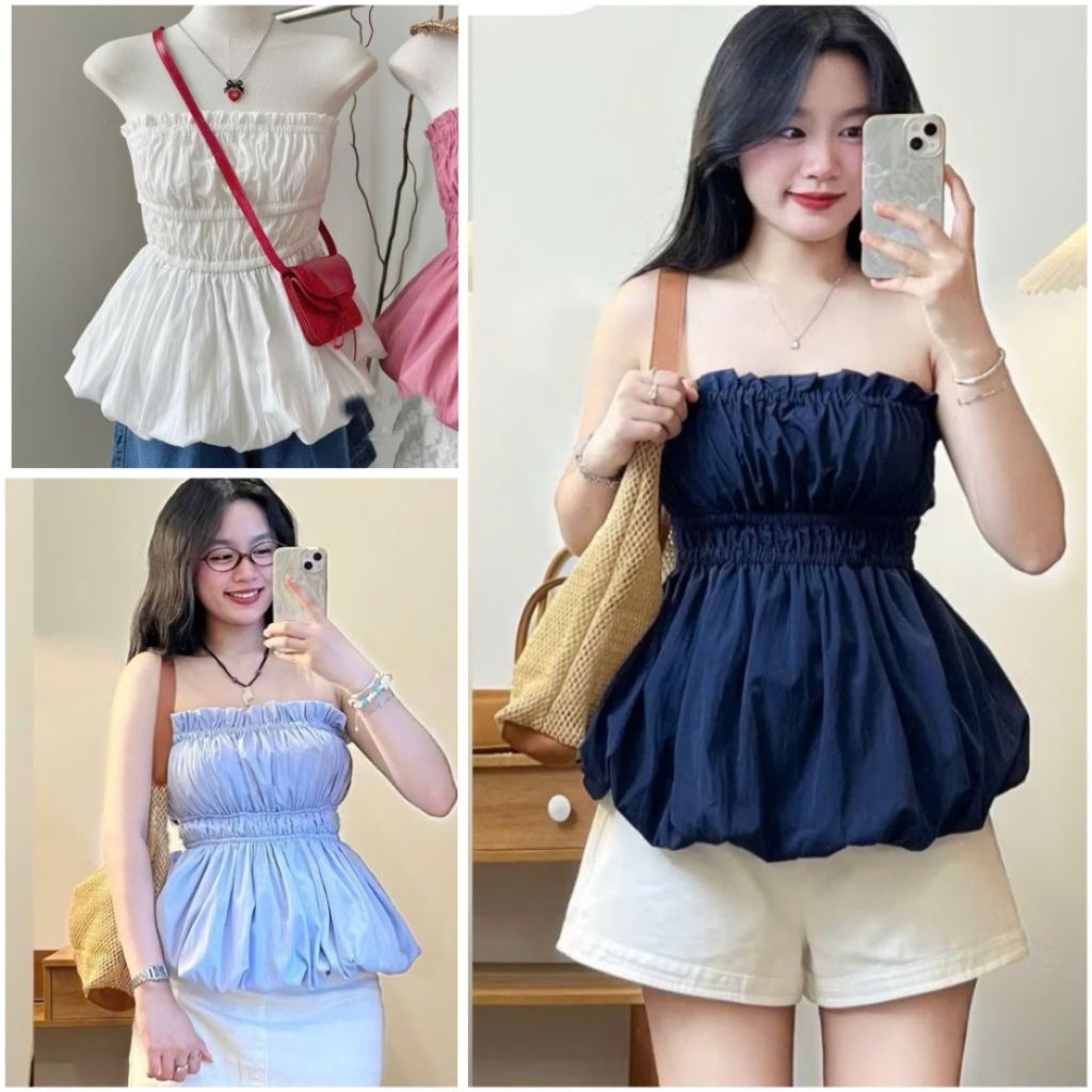 Áo Cúp Ngực Peplum 2 Lớp Đuôi Xòe Chất Gió Nhăn - SamHi Closet