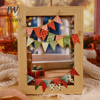 JIANWU Nhiều Màu Sắc Cờ Series Vintage Lễ Hội Biểu Ngữ Phong Cảnh Chất Liệu Cắt Dán Thêu Sò Nhãn Dán Sáng Tạo Tạp Chí Văn Phòng Phẩm