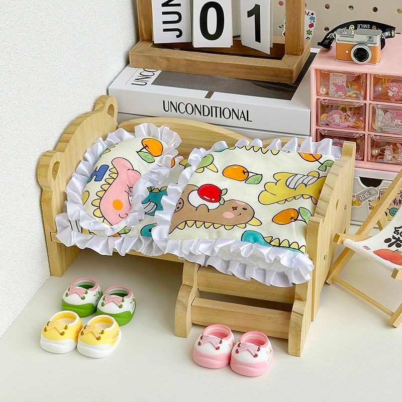 20cm Cotton Búp Bê Ngủ Bộ Ba Mảnh 40cm Búp Bê Công Chúa Búp Bê Giường Nhỏ Chăn Gối Chơi Nhà