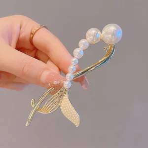 Kẹp Tóc Phẳng Kẹp Tóc Nữ Xoắn Kẹp Đuôi Cá Kẹp Tóc Mặt Sau Đầu Ngọc Trai Mùa Hè Kim Cương Giả