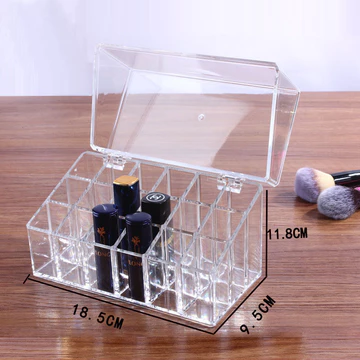 Hộp đựng son môi chống bụi lật để bàn, hộp đựng son bóng acrylic trong suốt, hộp đựng son môi.
