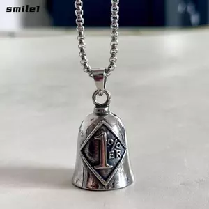 Chuông bảo vệ xe máy SMILE, Chuông bẫy ác kích thước nhỏ phong cách Punk, cổ điển Một phần trăm nhẹ Mặt dây chuyền Biker Chúc may mắn Charm Mặc hàng ngày