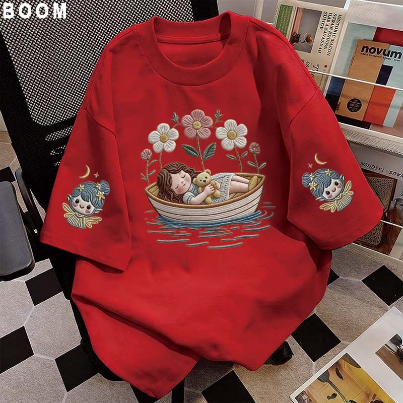 Áo thun chữ thêu nữ kiểu hàn quốc form rộng tay lỡ cổ tròn cotton mát - hè hot trend in cách dễ thương- Local brand #34