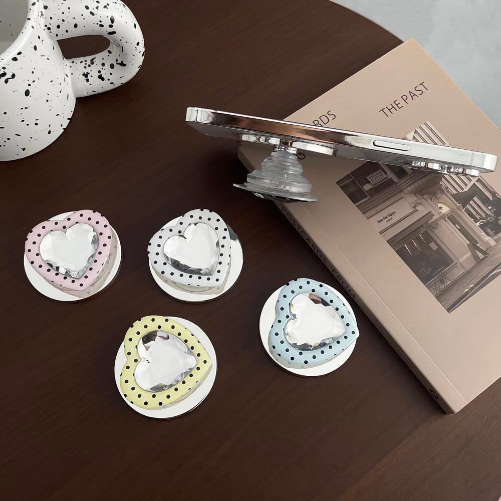 Popsocket Chấm Bi Họa Tiết Trái Tim Nam Châm Có Thể Gập Lại Giá Đỡ Điện Thoại Nam Châm