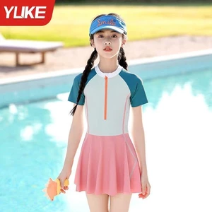 Bộ Bơi Bé Gái Liền Thân Yuke 2432-1 - Tay Ngắn Có Khóa Kéo Cao Cấp (Size XL, 17-20kg)