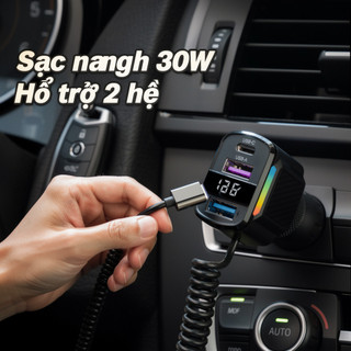 Sạc Nhanh Xe Hơi 3In1 PD30W USB Loại C Sạc Nhiều Thiết Bị Xe Tải SUV Trình Điều Khiển Đường Dài