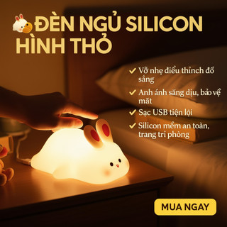 Đèn ngủ thỏ silicon mềm Silicone nhẹ nhàng Đèn LED hẹn giờ Chức năng sạc USB Phòng ngủ
