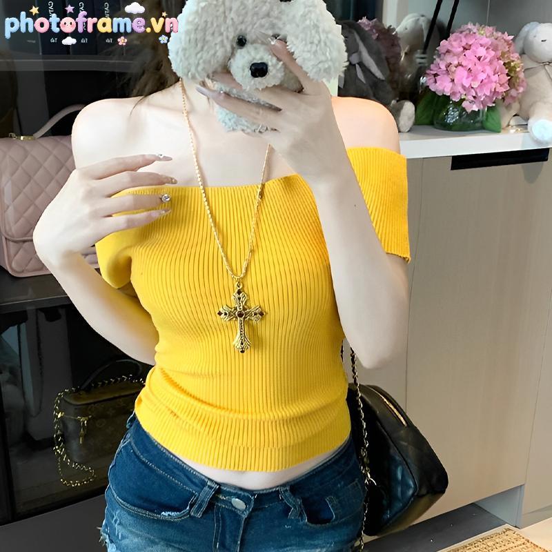 Váy photoframe nữ tay ngắn, màu đơn giản, phù hợp với áo thun hàng ngày