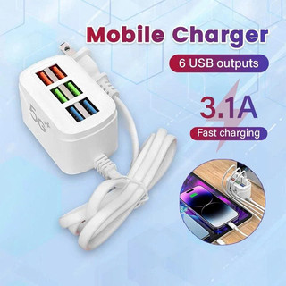 Bộ Sạc 6 Cổng USB 6U Đa Năng Sạc Nhanh Ổn Định Chống Quá Tải An Toàn Cho Điện Thoại Tablet