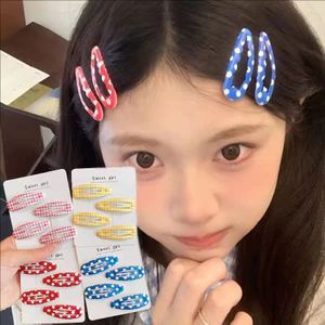 Giọt nước barrette vồng cạnh kẻ sọc phong cách Y2K Hàn Quốc, phụ kiện tóc ngọt ngào cho bé gái