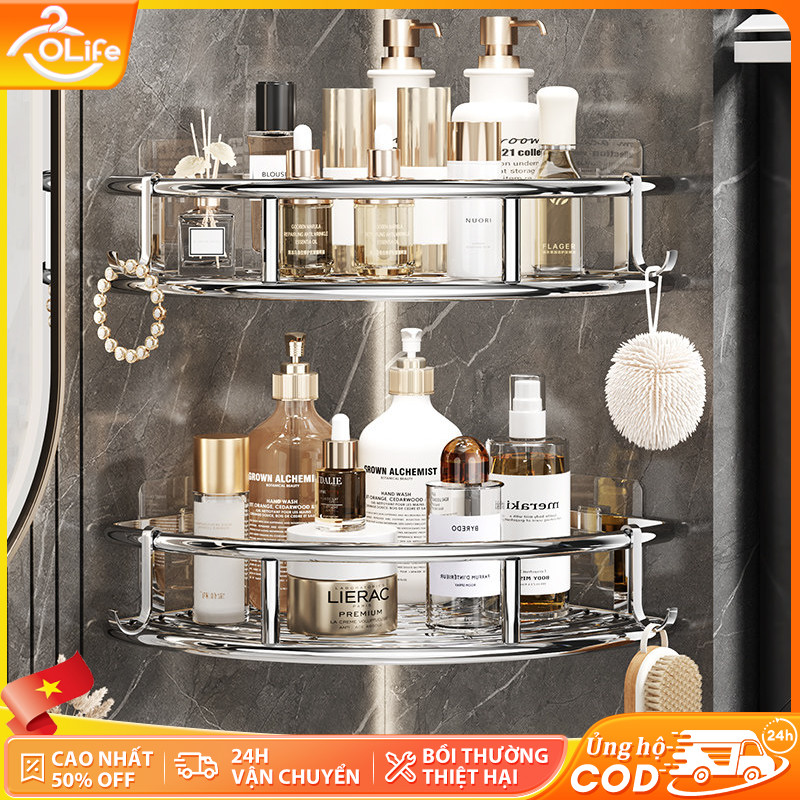 𝐎𝐥𝐢𝐟𝐞 Kệ Góc INOX Hàng Đẹp Chống Gỉ Kệ Để Đồ Phòng Tắm Dán Tường + Miếng Dán Kệ Góc Nhà Tắm Dán Tường