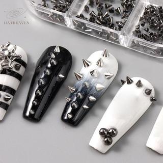 [hatheaven] 6 Lưới Y2K Punk Kim Loại Đinh Tán Móng Tay Quyến Rũ Nón Hỗn Hợp Bạc Kích Thước Móng Tay Nghệ Thuật Đinh Tán 3D Hợp Kim Phong Cách Spike Cho DIY Trang Trí Móng Tay Đẹp
