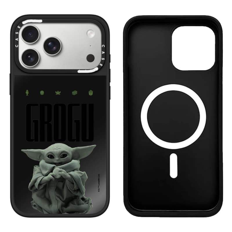 CASECASE X The MandalorianTM Và Grogu - Grogu Black & Sliver Mirror Vỏ IPhone Hút Từ Tính Cho IPhone 17 Air 16 15 14 13 12 Pro Max Plus Ốp Lưng Cứng Có Hộp Khắc Logo