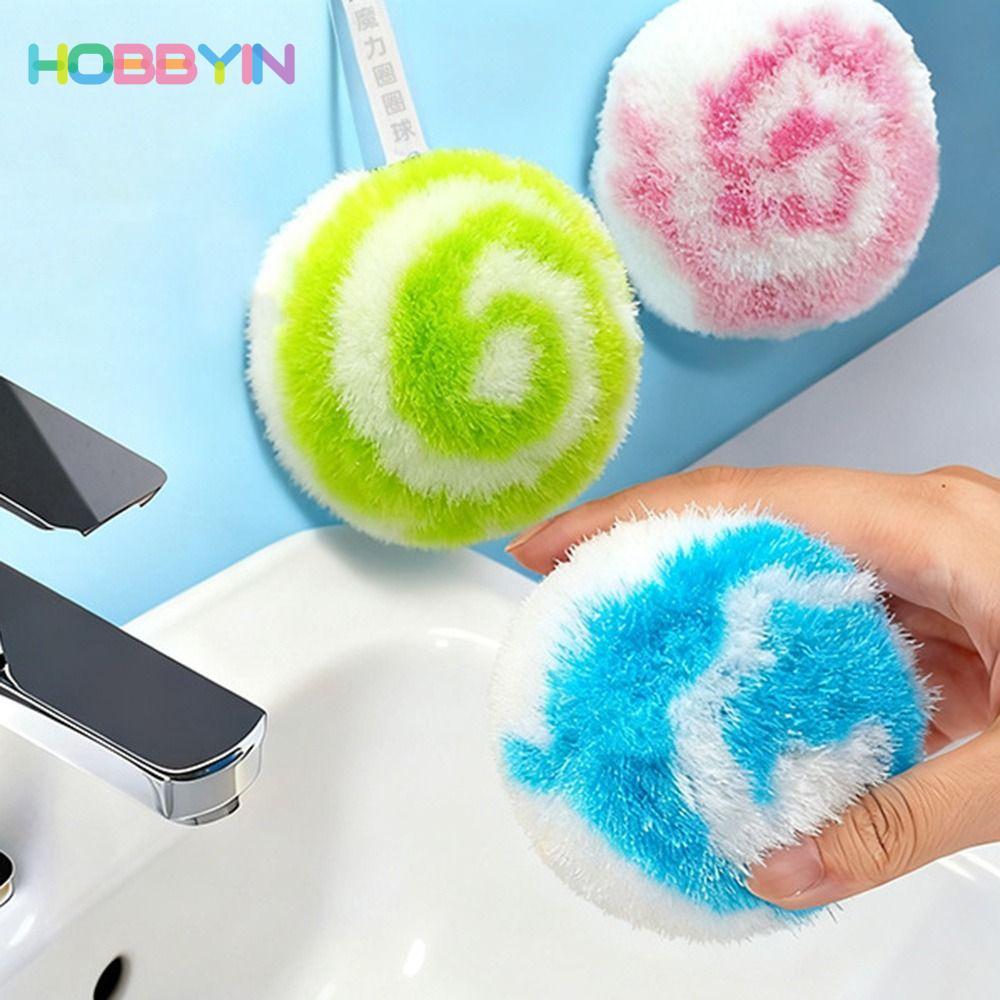 Bàn chải bồn rửa phòng tắm HOBBYIN, Dụng cụ làm sạch mềm Bóng làm sạch máy tính để bàn, Sáng tạo Không rụng bồn tắm Chậu rửa bóng làm sạch cho gia đình