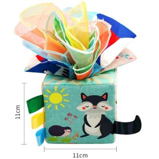 Hộp Khăn Giấy Cho Bé Đồ Chơi Vải Mềm Cảm Giác Nhăn Giấy Mọc Răng Kéo Đồ Chơi Trẻ Sơ Sinh Học Tập