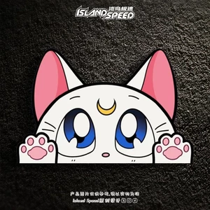Mặt Trăng Dễ Thương Mèo Luna Anime Hoạt Hình Hai Chiều Thủy Thủ Mặt Trăng Cửa Sổ Kính Phía Sau Ốp Lưng Miếng Dán