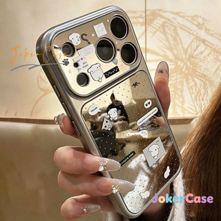 Ốp Lưng Cho IPhone 16 11 15 17 12 13 14 Pro Max 7 15 16 8 Plus XR XS MAX Vỏ gương hình chó con chấm bi đơn giản