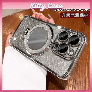 Vỏ bảo vệ chống sốc kiêm giá đỡ gương trang điểm sáng bóng cho iPhone 17, 11, 12 Pro Max, 13, 14, 15, 16 Plus X XR và X