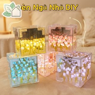 Acrylic Tulip Sea Cube Đèn Ngủ LED Mềm Phát Sáng Bàn Trang Trí Phòng Ngủ Đèn Handmade