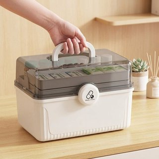 Hộp Bảo Quản Thuốc Gia Đình 3 Lớp Nhựa PP Di Động Sơ Cứu Tổ Chức Cung Cấp Nhà