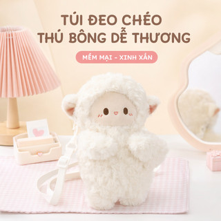 Cừu Dễ Thương Sang Trọng Túi Đeo Ngang Ulzzang Bé Gái Hoạt Hình Mềm Mại 3D Túi Đeo Vai Đi Học Quà Tặng Du Lịch