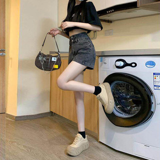 [Hàng có sẵn] Quần Short Denim Lưng Cao Nữ Mùa Hè, Chất Liệu Tốt, Nút Đôi Mới, Dáng Rộng Phù Hợp Nhiều Vóc Dáng