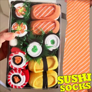 3 Đôi / Hộp - Tất Sushi Sáng Tạo Cá Hồi Dài Tất Đóng Hộp Ngộ nghĩnh Giả Thực Phẩm Tất Cotton Quà Tặng Thường Ngày Cặp Đôi Tất