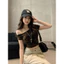 Slanted Vai Slim-fit Slimmer Look Ngụy Trang Áo Thun Tay Ngắn Nữ Phong Cách Mới Slim-fit Sli26042806