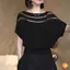 Áo thun chắp vá tròn tay ngắn style Hàn Quốc, phù hợp mặc hàng ngày dành cho nữ