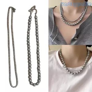 Unstop * Vòng cổ ngọc trai màu xám bạc tuyệt đẹp Dây chuyền cổ độc đáo cho những dịp đáng nhớ