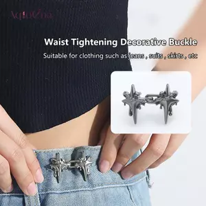 AqToCna Có Thể Điều Chỉnh Eo Bule Chữ Thập Hình Ngôi Sao Quần Quần Jeans Nút Kim Loại Có Thể Tháo Rời Nút Thắt Lưng Quần Áo Phụ Kiện AqToCna