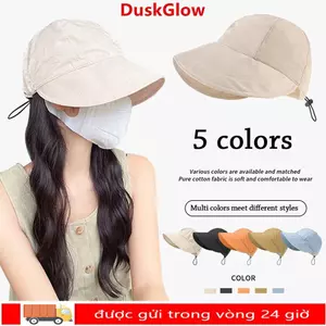 Mũ đi biển DUSKGLOW, Mũ chống nắng dây rút vành rộng, Mùa hè có thể điều chỉnh đuôi ngựa có thể gập lại Mũ xô nam nữ