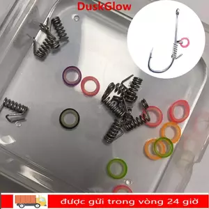 DUSKGLOW 10 Chiếc Mồi Tôm Sống Móc Lò Xo, Chống Ăn Mòn Bền Đẹp Chống Ăn Mòn Thép carbon Cao, Giun Không Cỏ Mềm Giun Khoảng Cách Rộng Tôm Móc Phụ Kiện Câu Cá Biển