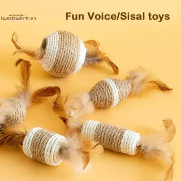 TRTR Đồ dùng cho thú cưng Vui trêu chọc Đồ chơi cho mèo Mèo Gnawing Sisal Bóng Đồ chơi cắn răng mèo Đồ chơi mài cho thú cưng Đồ chơi tương tác VN