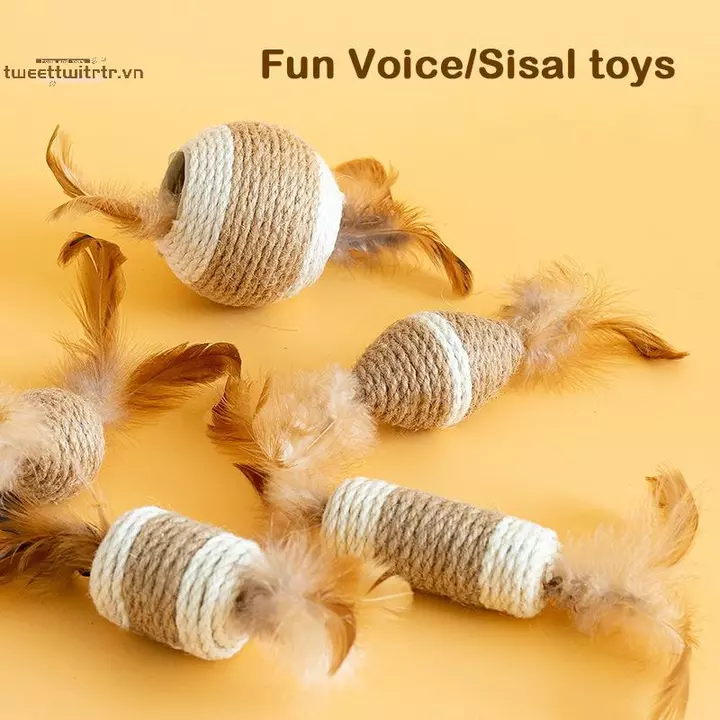 TRTR Đồ dùng cho thú cưng Vui trêu chọc Đồ chơi cho mèo Mèo Gnawing Sisal Bóng Đồ chơi cắn răng mèo Đồ chơi mài cho thú cưng Đồ chơi tương tác VN