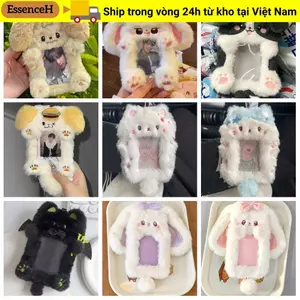 Hộp đựng thẻ ảnh ESSENCEH, Thỏ / Chó / Mèo Thỏ tai to / Border Collie Photocard, Phim hoạt hình đa chức năng sang trọng Hình ảnh thần tượng Vỏ bảo vệ Quà tặng