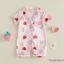 Bộ đồ ngủ không chân Satin cho bé gái Áo liền quần ngắn tay in hình dâu tây