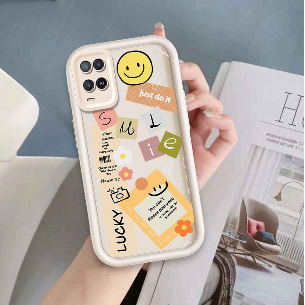 Ốp Lưng Cho OPPO A54 4G Hoạt Hình Silicon Mềm Đáng Yêu Ốp lưng TPU Nhãn Nụ Cười Hoa Thiên Thần Mắt Mặt Sau Chống Sốc