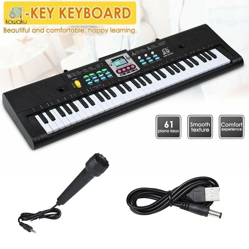 Đàn Piano điện dành cho người mới bắt đầu Nhạc cụ bàn phím kỹ thuật số 61 phím có micrô cho trẻ em Giáo dục âm nhạc sớm