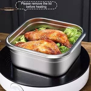 TRTR Công Suất Lớn Thép Không Gỉ Crisper Có Tay Cầm Nắp Kín Khí Chống Rò Rỉ Hộp Cơm Trưa Hình Chữ Nhật Tươi Giữ Hộp Tủ Lạnh VN