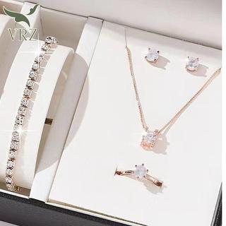VRZ Sang Trọng Nữ Nhẫn Nelace Bông Tai Kim Cương Giả Vòng Tay Nữ Thường Ngày Nữ Bộ Trang Sức HOT