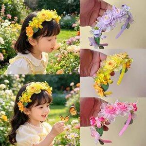 Fairy Fluffy Baby Headband Vòng hoa Hanfu Vòng hoa Công chúa Mũ nón Hiển thị Hoa Cổ tích 260504