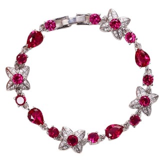 Châu Âu Mỹ ins Phong Cách Mới Red Corundum Vòng Tay Cỏ Ba Lá Bốn Lá Nữ