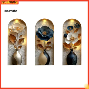 Linh hồn| Decal Dán Tường Chống Trầy Xước Decal Dán Tường Tự Dính 3 Miếng Dán Tường Bình Hoa 3d – Đề Can Nghệ Thuật Dán Tường Hoa Cho Phòng Phòng Ngủ Văn Phòng Trang Trí Nhà –