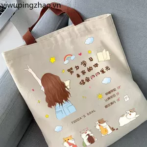 Túi Vải logo Tùy Chỉnh Nhỏ Trong Suốt Nữ Sinh Viên Dung Tích Lớn Túi Hướng Dẫn Mang Theo Túi Đựng Sách Di Động MộtS