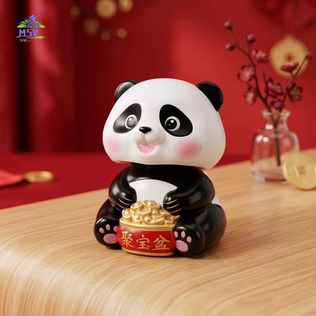 Chạy bằng năng lượng mặt trời Gấu trúc gợn sóng Trang trí bàn làm việc văn phòng Thành Đô Bảo tàng Tứ Xuyên-Souvenir