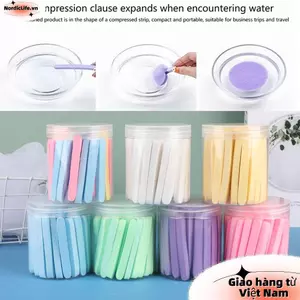 NORDICLIFE 50 Cái / bộ Miếng bọt biển mặt, Miếng bọt biển rửa mặt đóng hộp da mịn màng, Tấm bông làm sạch mặt dùng một lần nén cho mọi loại da