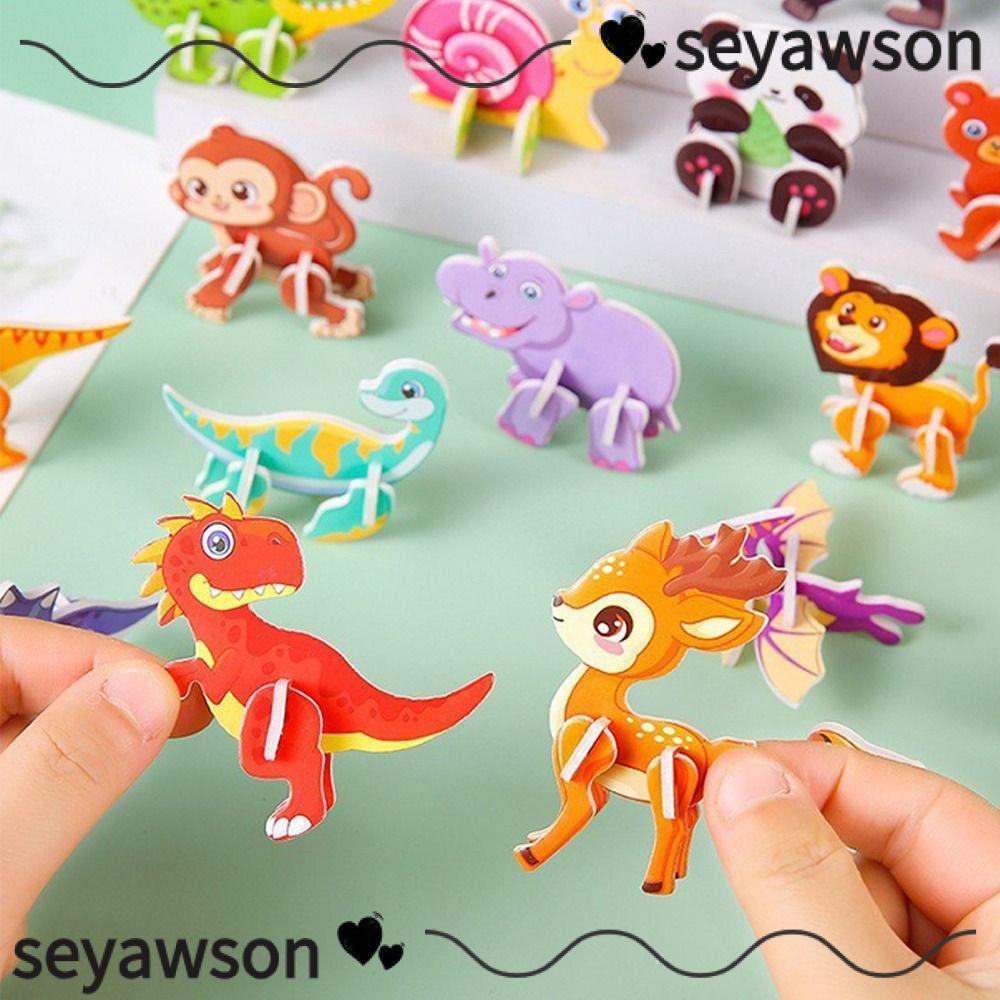SEYAWSON 10 Chiếc Giấy Xếp Hình, Gấu Trúc Mini Xếp Hình Mô Hình, Quà Tặng Ba Chiều DIY Hoạt Hình Động Vật Lắp Ráp Mô Hình Trẻ Em