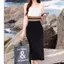 Ánh sáng sang trọng Mùa hè Phong cách mới Nhẹ nhàng Màu sắc tương phản Đi lại Cổ vuông sang trọng Vòng đeo chéo rộng Màu sắc tương phản Ôm hơn Váy dệt kim đơn giản