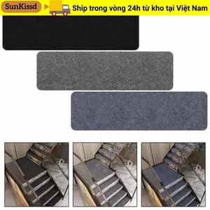 Thảm cầu thang SUNKISSD, Thảm trải sàn cầu thang chống trượt tự dính, Tấm lót bảo vệ sọc mềm an toàn thời trang 76X20cm Trang trí nội thất